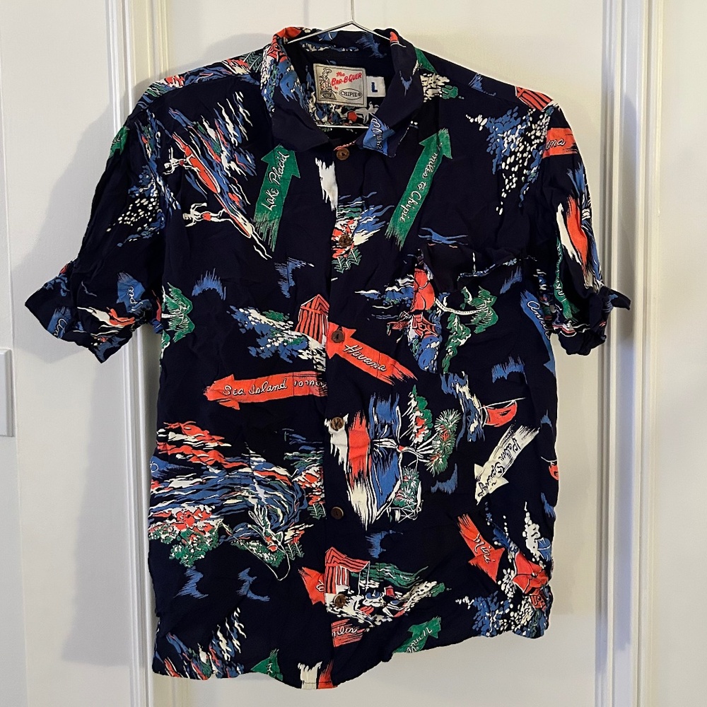 Vintage The Bar-B-Quer by Chipie Hawaiian-style Button Down Shirt